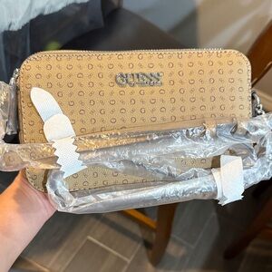 GUESS Beige Monogram Crossbody Bag